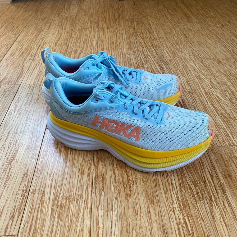 Hoka Sky Blue and Sunburst Yellow Sneakers